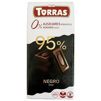 Шоколад Torras 0%sugars 95% Negro 75гр  арт. 10387