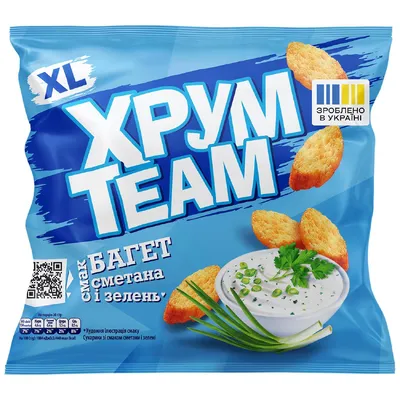 Сухарики Хрум Team Багет сметана-зелень 90гр  арт. 09426