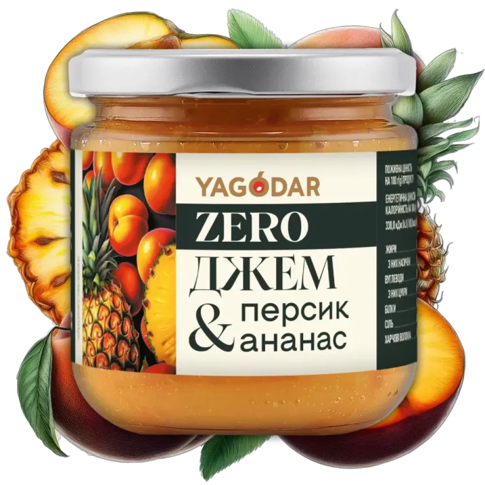 Джем Yagodar Персик-ананас б/ц 210гр  арт. 11045 