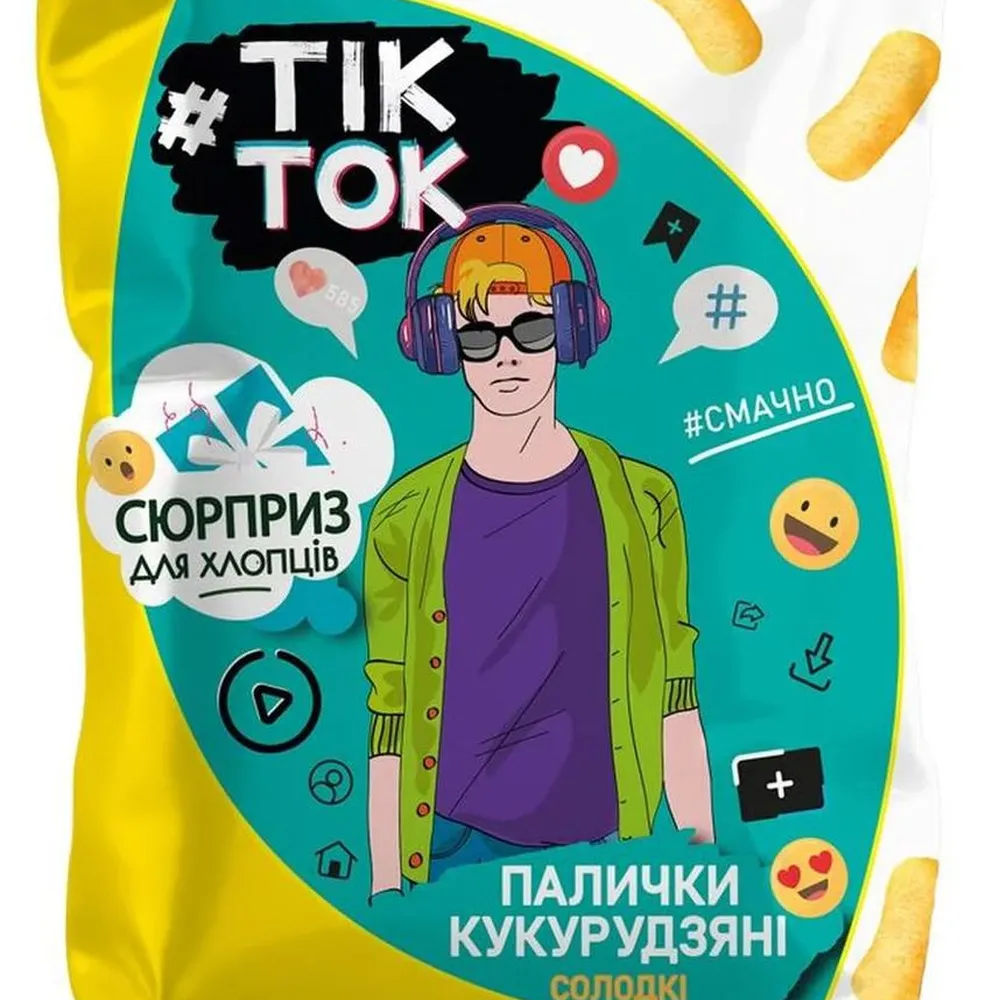 Кукурудзяні палички Tik Tok Сюрприз для хлопців 100гр  арт. 10292 