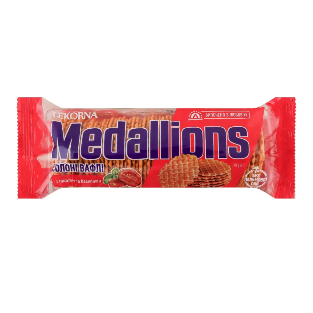 Вафля Lekorna Medallions Солоні з томатом та базиліком 90гр  арт. 09041 