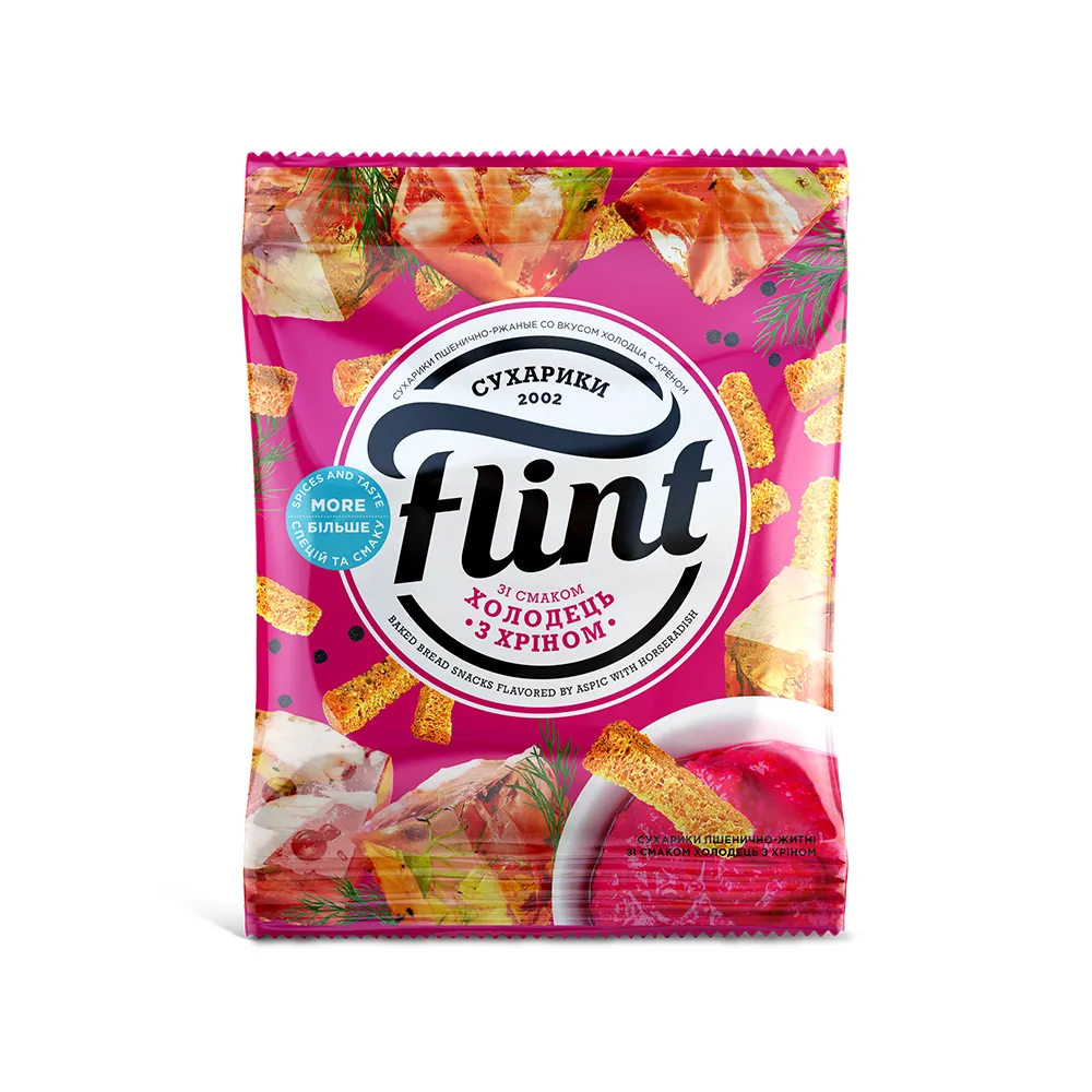 Сухарики Flint пшен.-житн. Холод.з хріном 65гр  арт. 00557 