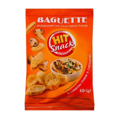 Сухарики Hit Snack Гриби зі смет. 60гр  арт. 09588