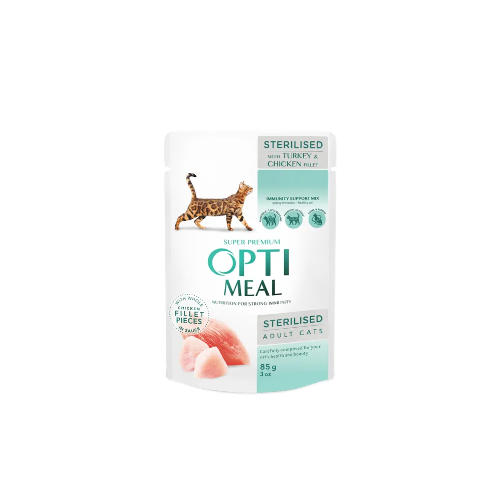 Рідкий корм для котів Opti Meal Індичка 85гр  арт. 07502 