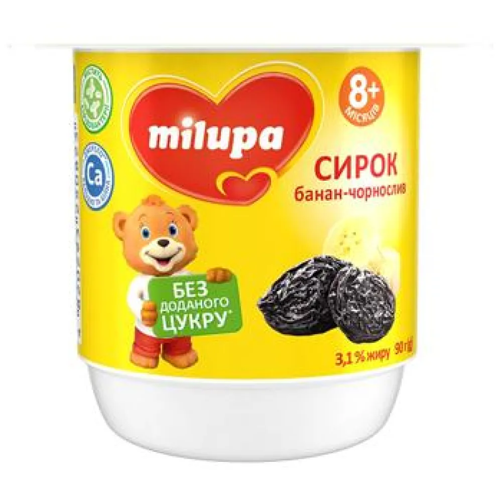 Сирок Milupa банан-чорнослив, стак. 90гр  арт. 10894 