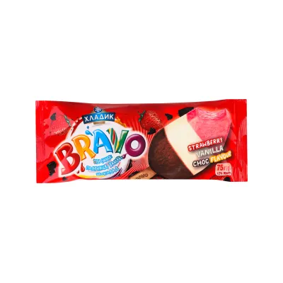 Морозиво Хладик Bravo три смаки 75гр  арт. 02494