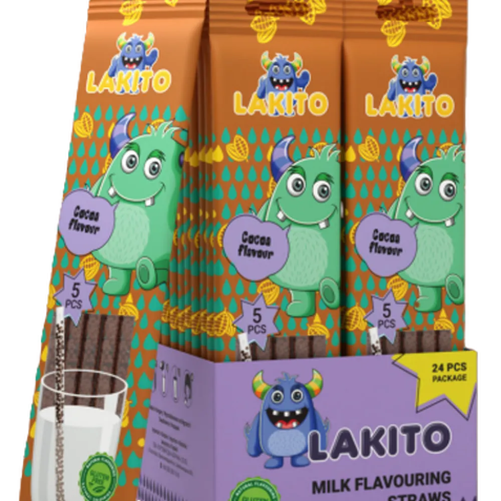 Соломинка з розчинними гранулами для молока Lakito какао 30гр  арт. 06363 