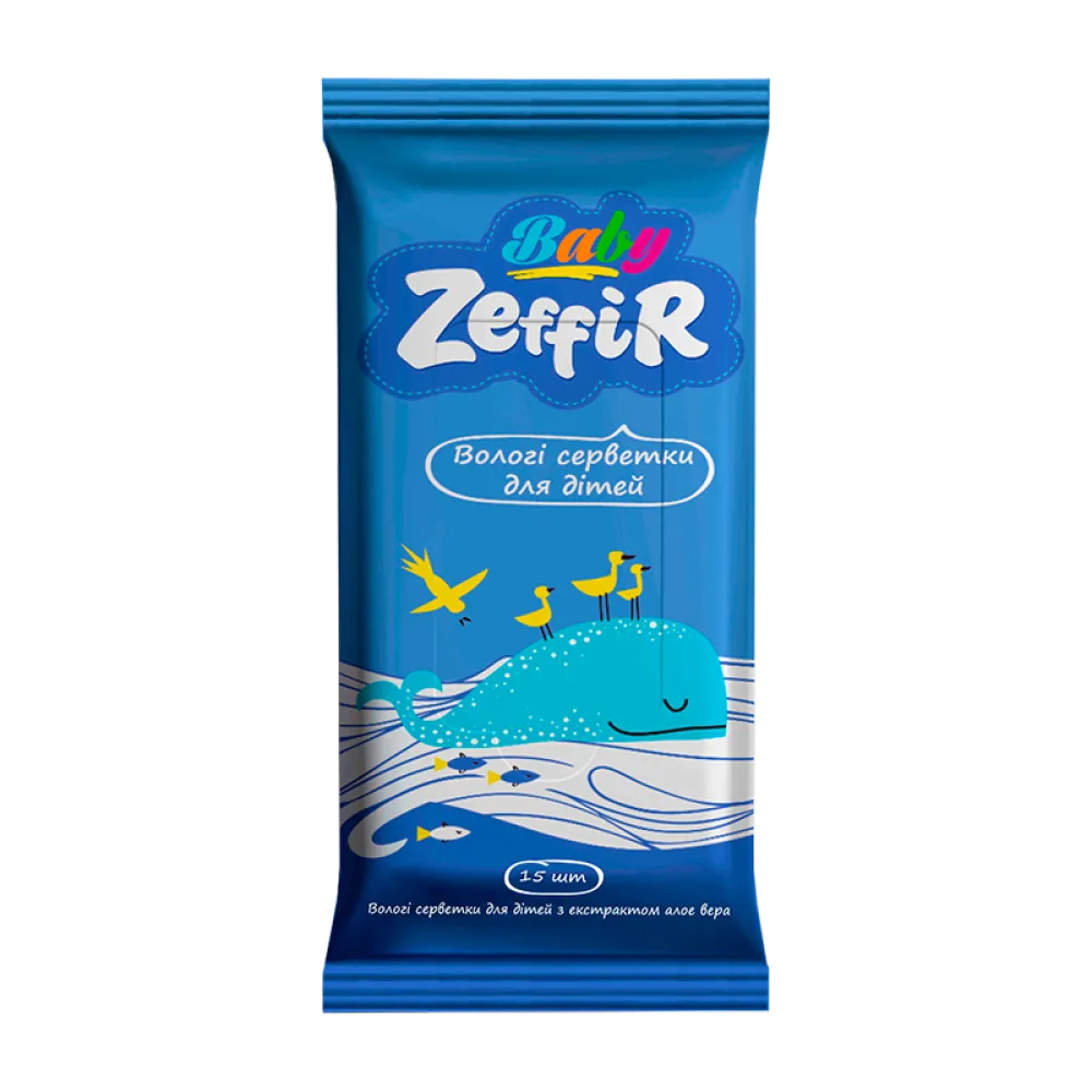 Серветка волога Zeffir алое 15шт  арт. 10968 