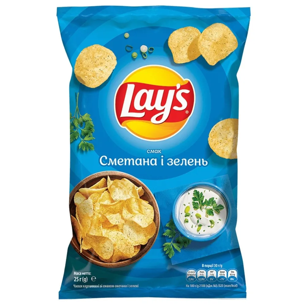 Чипси Lay's смет-зел. 25гр  арт. 06587 