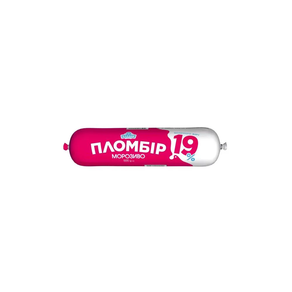 Морозиво Хладик Пломбір 19% циліндр 500гр  арт. 02504 