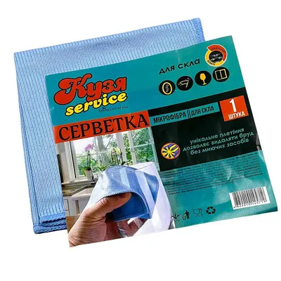 Серветка мікрофібра Кузя для скла 1шт  арт. 06984