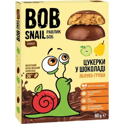 Цукерка Bob Snail в шок. ябл-груш. 60гр  арт. 06729