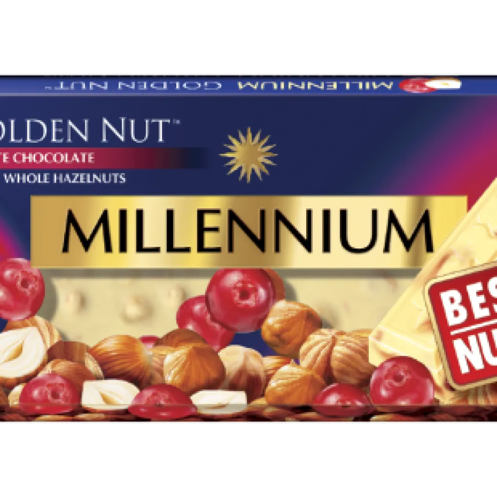 Шоколад Millennium Gold з ціл.гор. та клюквою білий 100гр  арт. 08590 