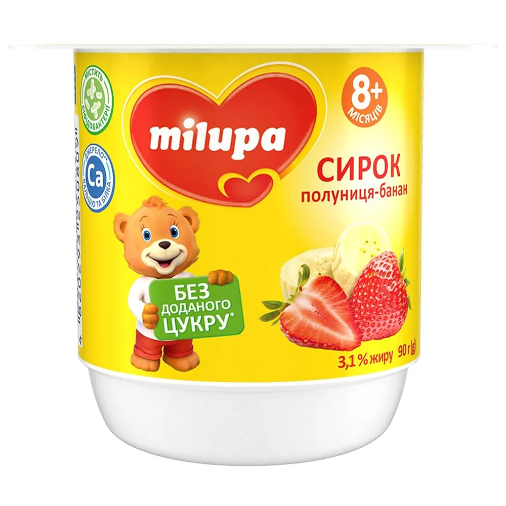 Сирок Milupa полуниця-банан 90гр  арт. 10921 