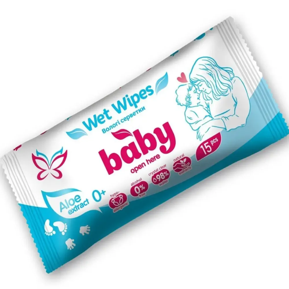 Серветка волога Baby Angel 15шт  арт. 09917 