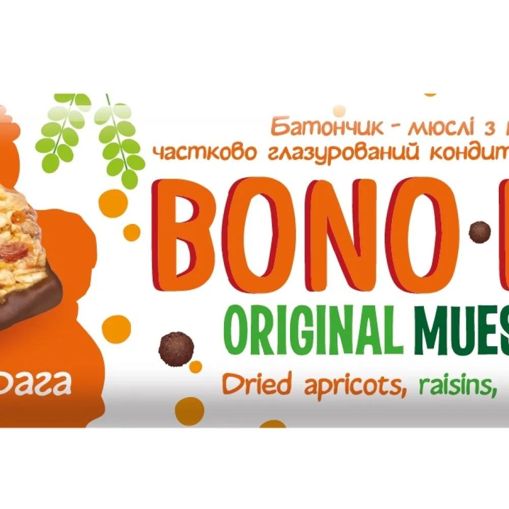 Батончик Bono Bar Мюслі-курага 40гр  арт. 00421 
