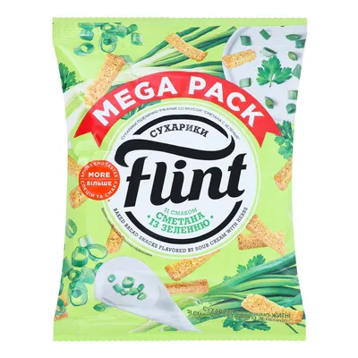 Сухарики Flint пшен.-житн.Смет. із зелен. 100гр  арт. 00553