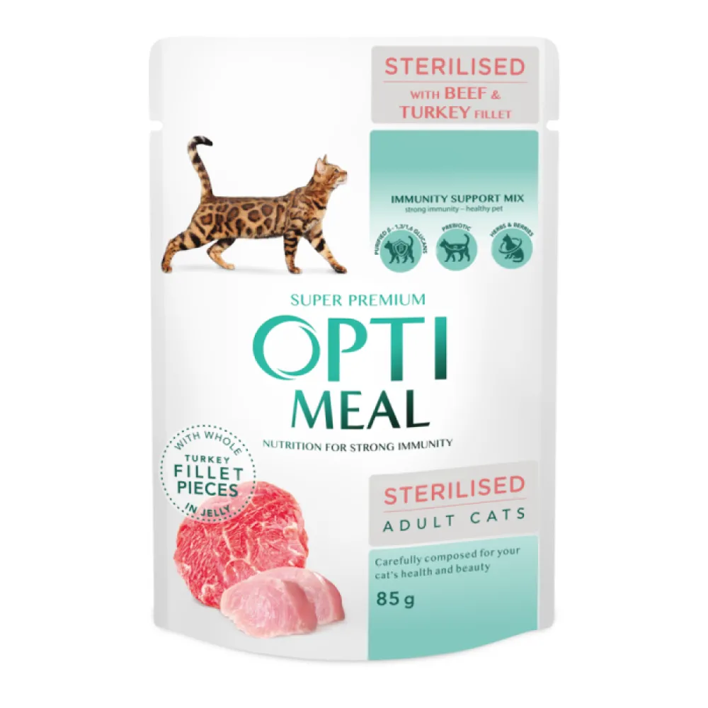 Рідкий корм для котів Opti Meal Ялов. 85гр  арт. 07501 