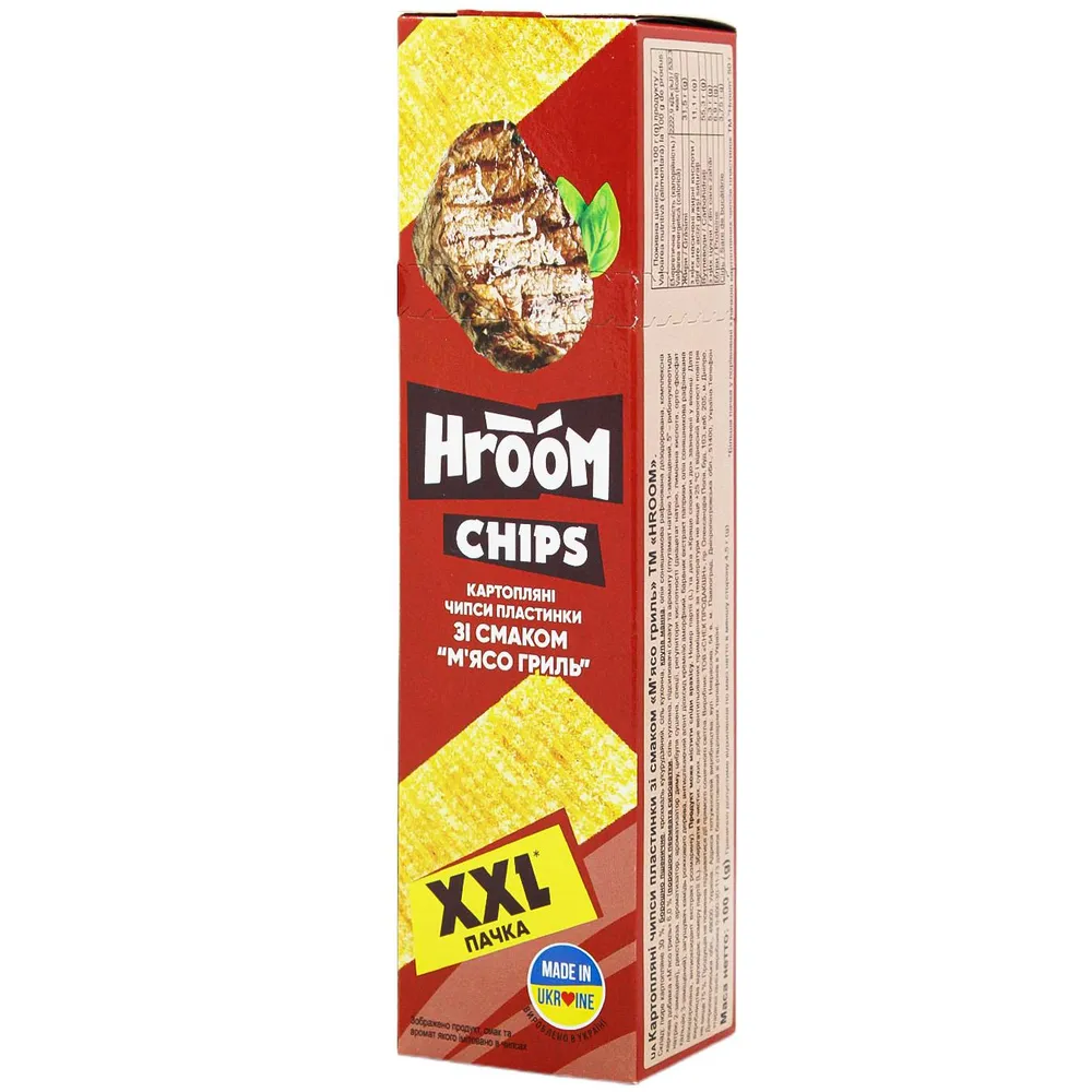 Чипси Hroom пласт.Мясо гриль 100гр  арт. 00600 