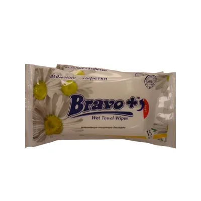 Серветки вологі Bravo Ромашка 15шт  арт. 02268