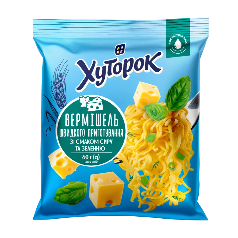 Вермішель швидкого приготування Хуторок Сир 60гр  арт. 09653 