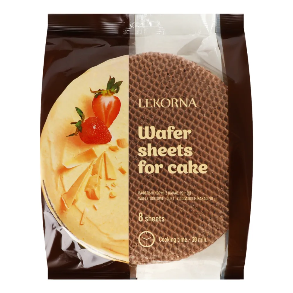 Вафельні коржі для торту Lekorna Какао 90гр  арт. 01608 