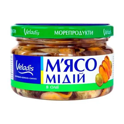 Мідії Veladis в олії підкопчені 200гр  арт. 08660