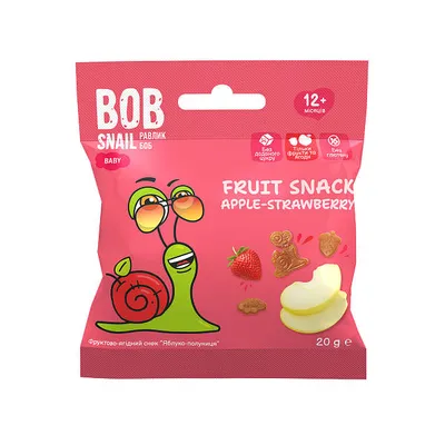 Фруктовий снек Bob Snail Ябл-полуниця 20гр  арт. 06738