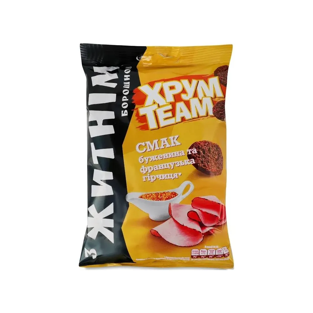 Сухарики Хрум Team житні Буженіна-гірч. 55гр  арт. 10410 