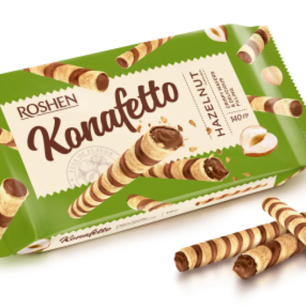 Вафельні трубочки Roshen Konafetto Горіхова начинка 140гр  арт. 06068 