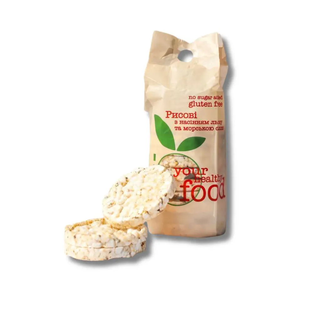 Хлібці BIfood Рисові з льоном та мор.сіллю 100гр  арт. 05955 
