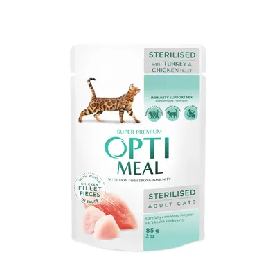 Рідкий корм для котів Opti Meal Індичка 85гр  арт. 07502