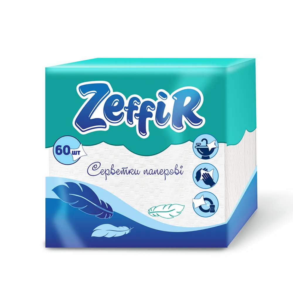 Серветки паперові Zeffir 60шт  арт. 06748 