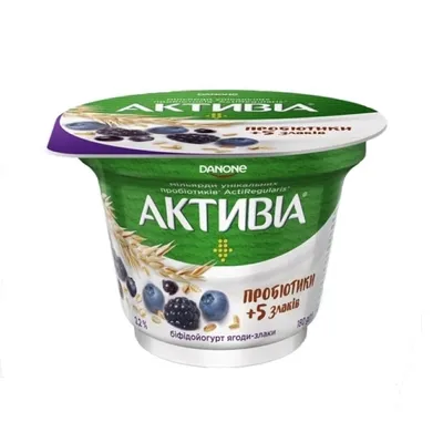 Йогурт Активіа Ягоди- злаків стак. 180гр  арт. 06639