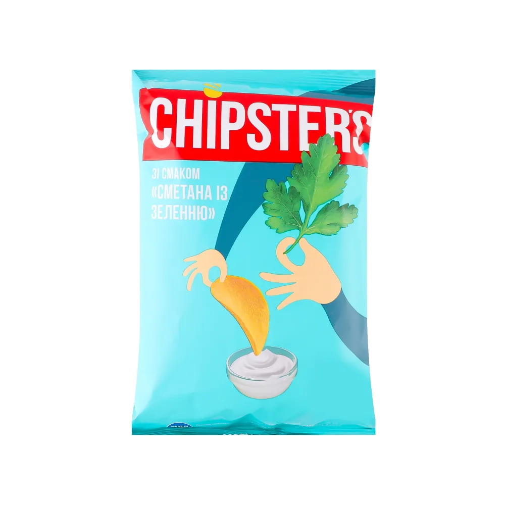 Чипси Chipster's Сметана-зелень 60гр  арт. 00610 