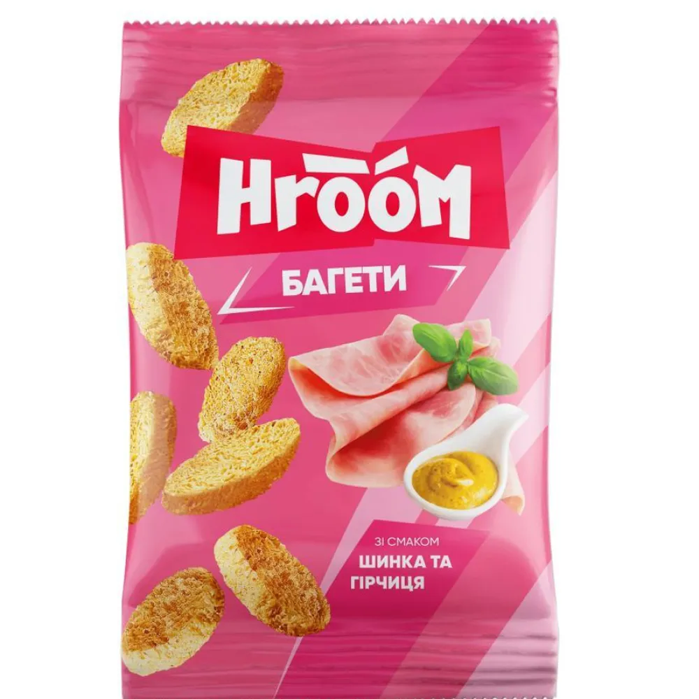 Сухарики Hroom Баг.Шинка та гірч. 60гр  арт. 06700 