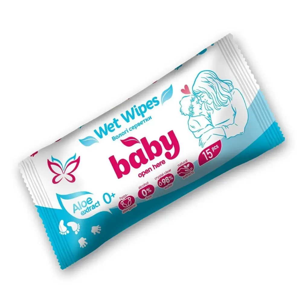 Серветка волога Baby Angel 15шт  арт. 09917 