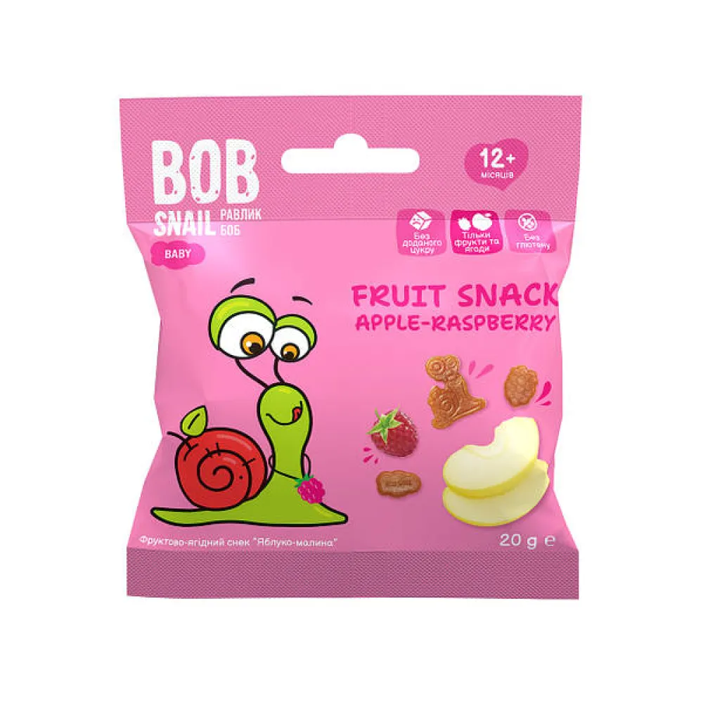 Фруктовий снек Bob Snail Ябл-малина 20гр  арт. 06736 