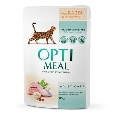 Рідкий корм для котів Opti Meal Кролик в білому соусі 85гр  арт. 08220