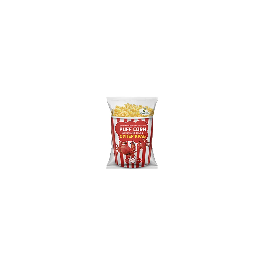 Кукурудзяні палички BoomCorn Puff Corn супер краб 120гр  арт. 10926 