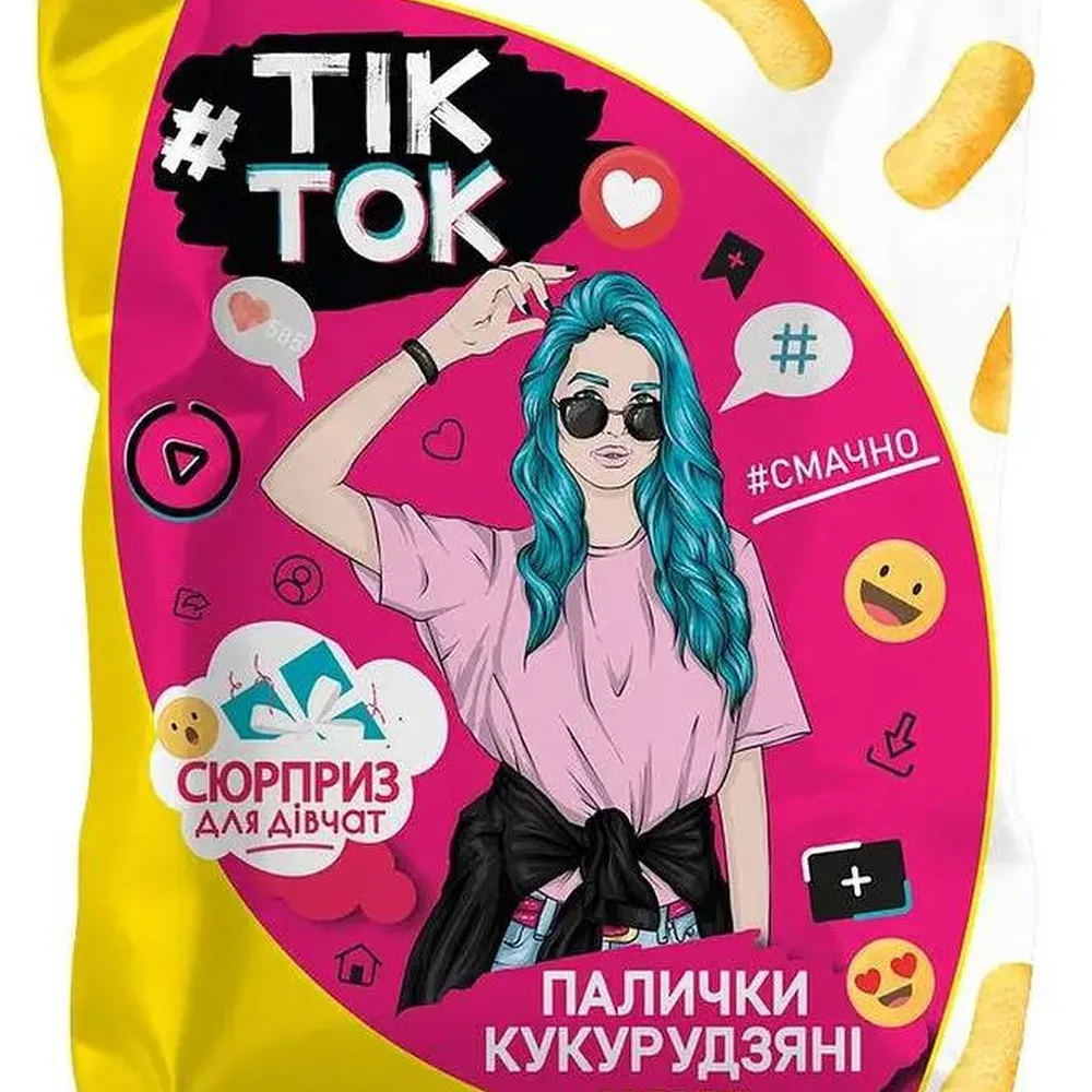 Кукурудзяні палички Tik Tok Сюрприз для дівчат 100гр  арт. 10291 