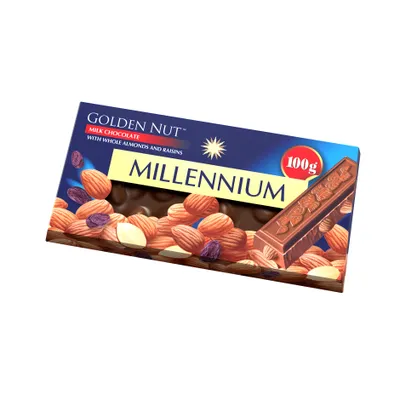 Шоколад Millennium Gold мол.з цільним мигд.та родз 100гр  арт. 08116