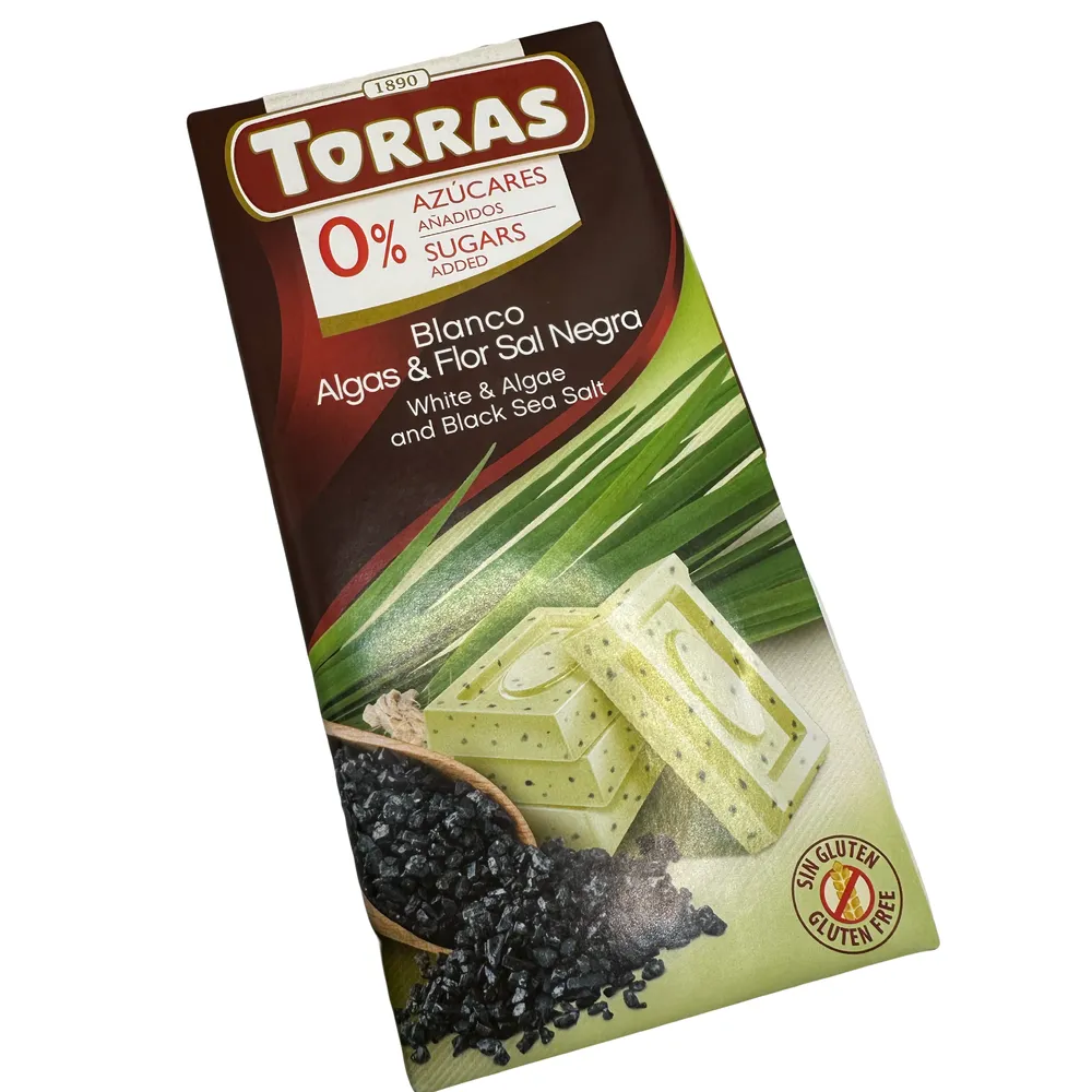 Шоколад Torras білий з зел. б/ц 75гр  арт. 02910 
