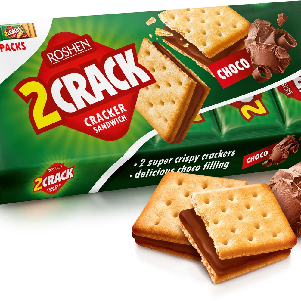 Крекер Roshen 2 Crack з шоколадною начинкою 190гр  арт. 03567 