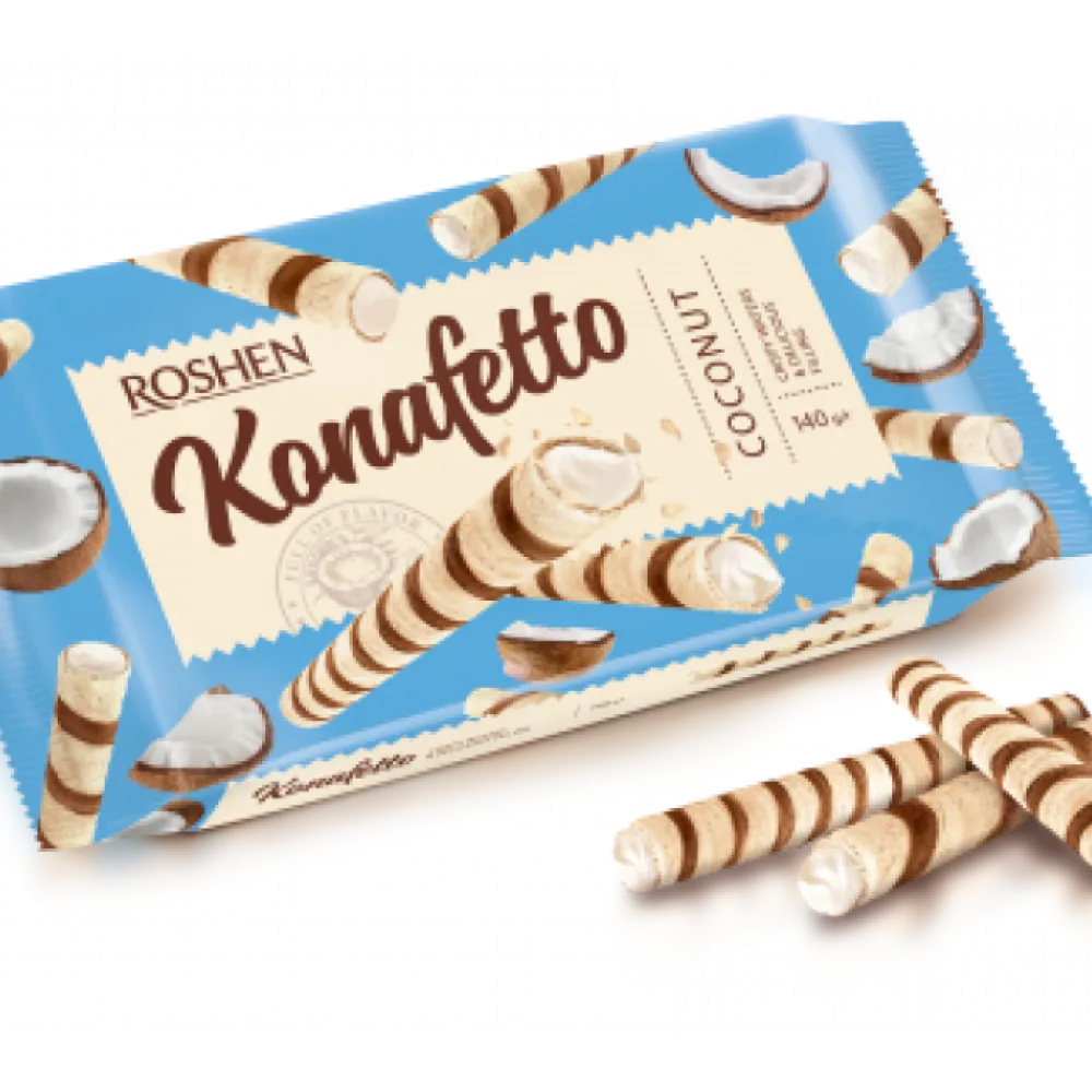 Вафельні трубочки Roshen Konafetto кокос 140гр  арт. 06959 
