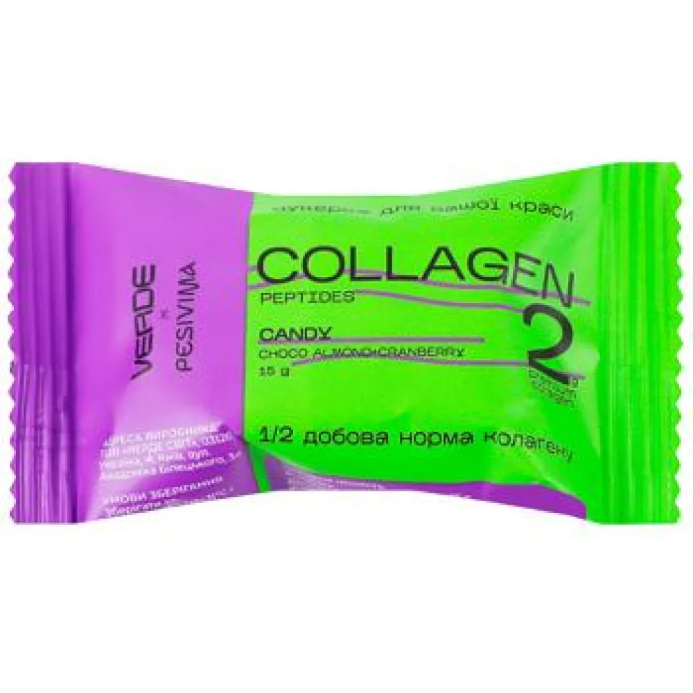Цукерка Verde Colagen миндаль та біл.шок 15гр  арт. 09302 