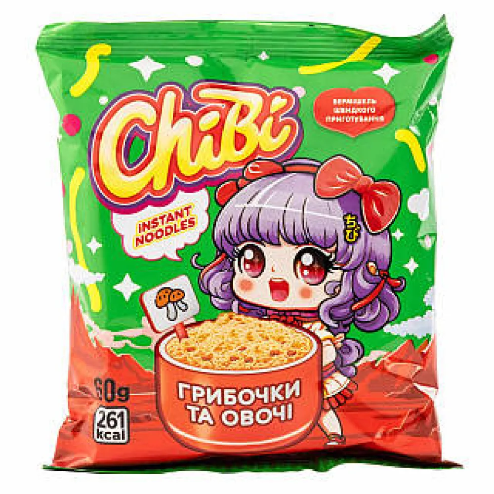 Вермішель швидкого приготування ChiBi Гриби 60г  арт. 07395 