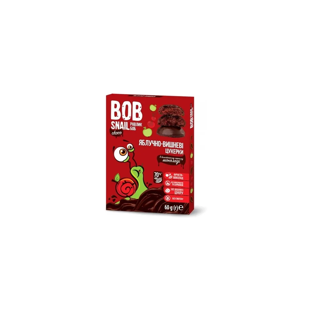 Цукерка Bob Snail в шок. ябл-виш. 60гр  арт. 06728 