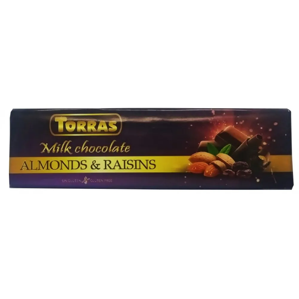 Шоколад Torras мол. almonds&raisins 300гр  арт. 07078 