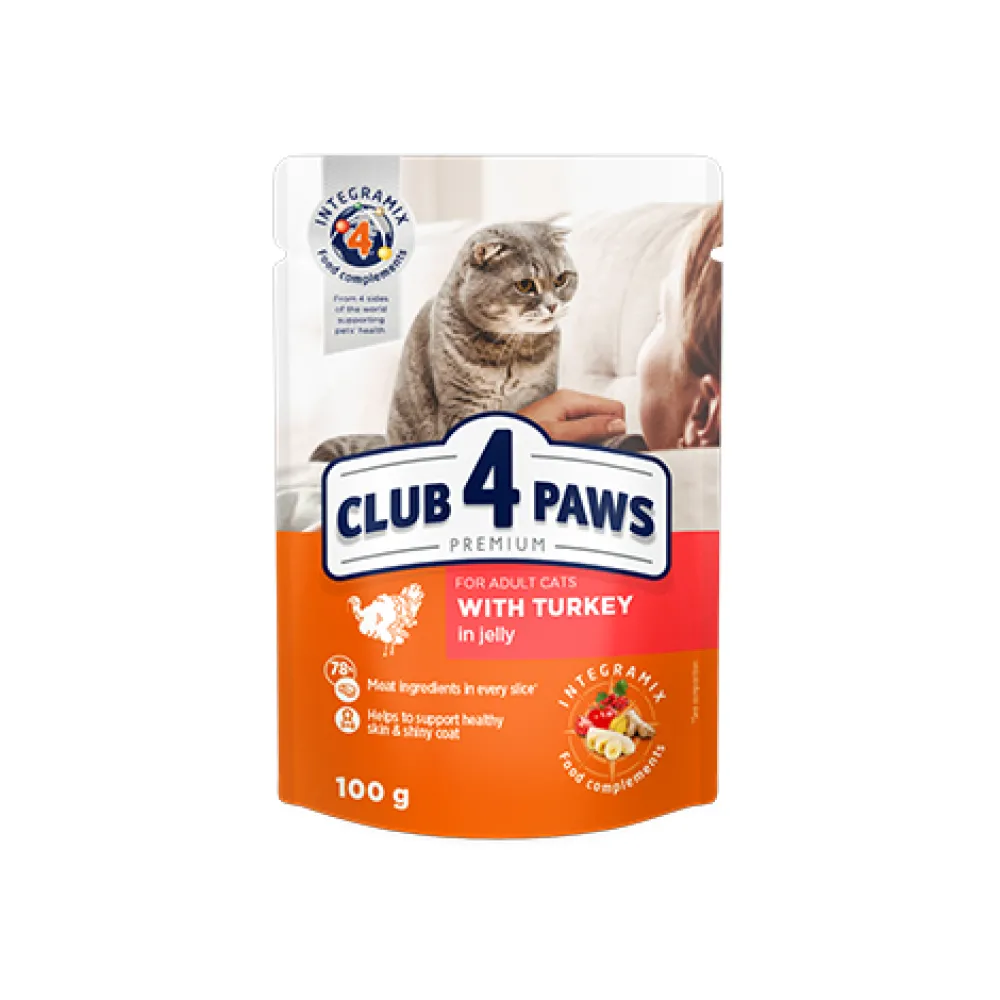 Рідкий корм для котів Club 4 Paws Індичка в желе 100гр  арт. 01423 